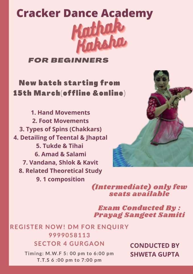 Contemporary, Kathak, Kathakali, Folk Dance; Exp: 3 year