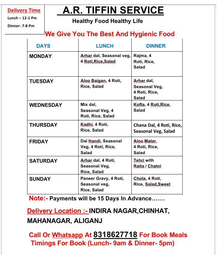 Tiffin service, Cooking service; Exp: 2 year