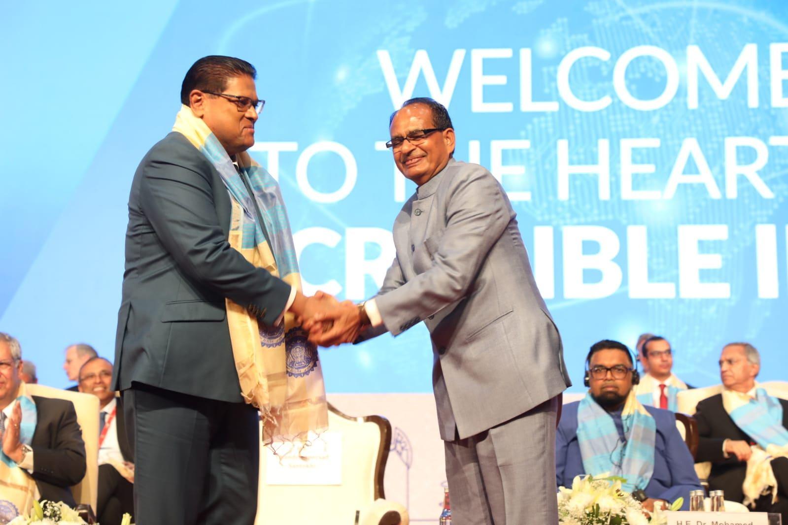 Shivraj Singh Chouhan thanking participants at in Invest Madhya Pradesh Global Investors Summit. 