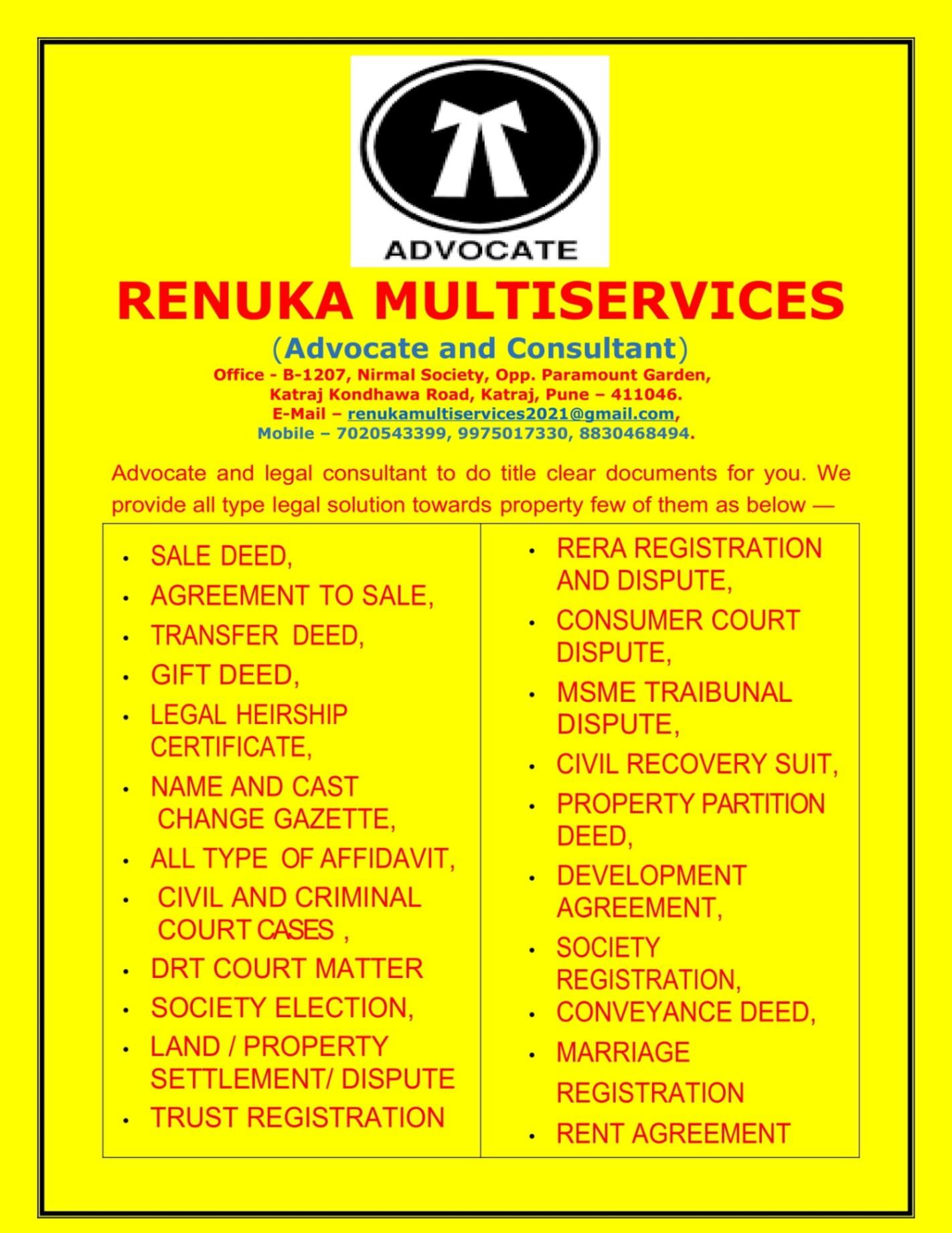 Legal services/ Lawyers; Exp: More than 10 year