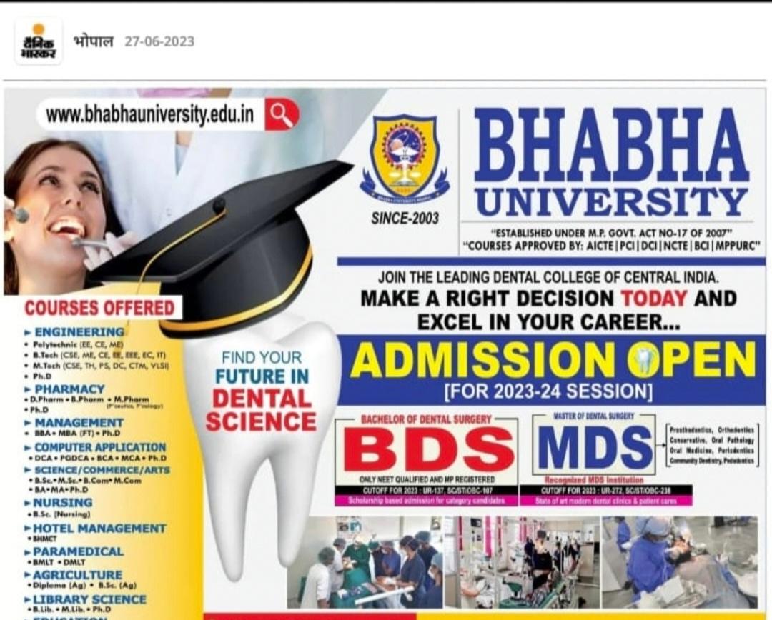 Admissions open  Secure your seat for 2023 Admissions at Bhabha University! 