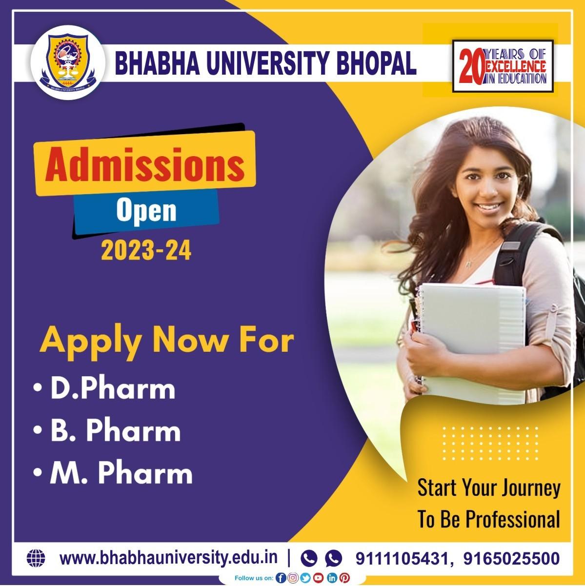 Admissions Open 2023-24, at Bhabha University Bhopal