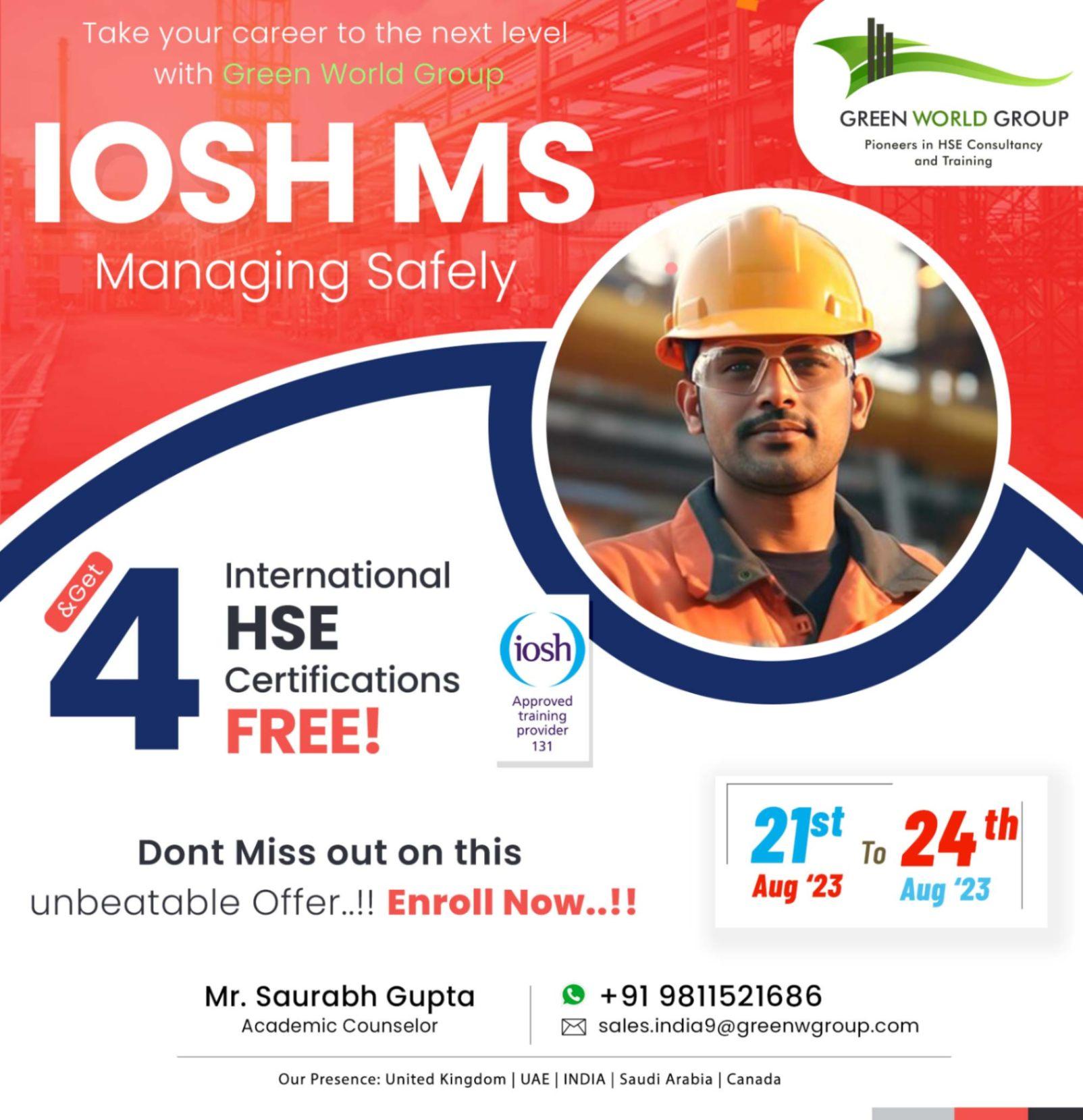 Enter IOSH MS in DELHI online course