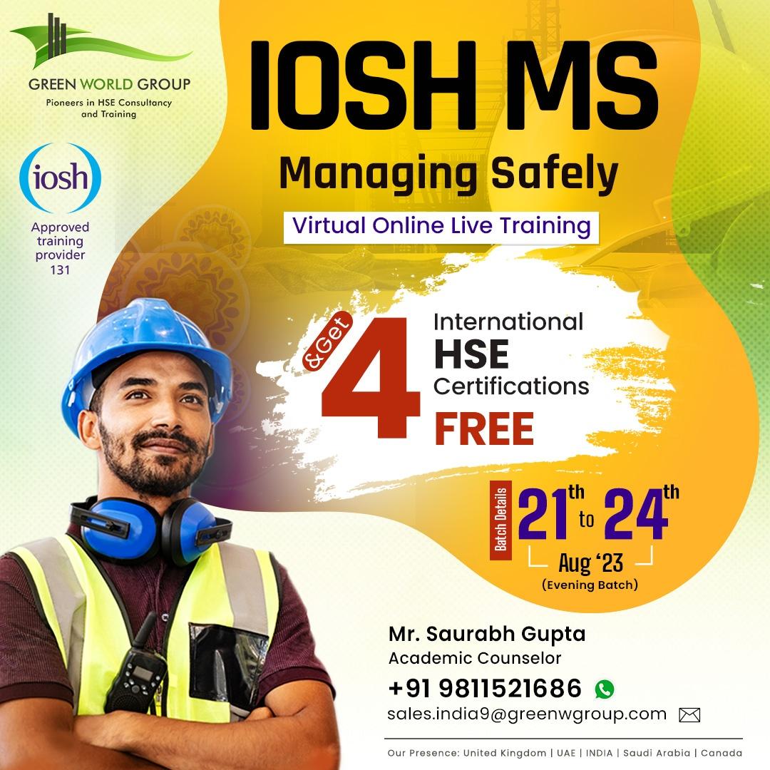  IOSH Managing Safely online course in New Delhi!