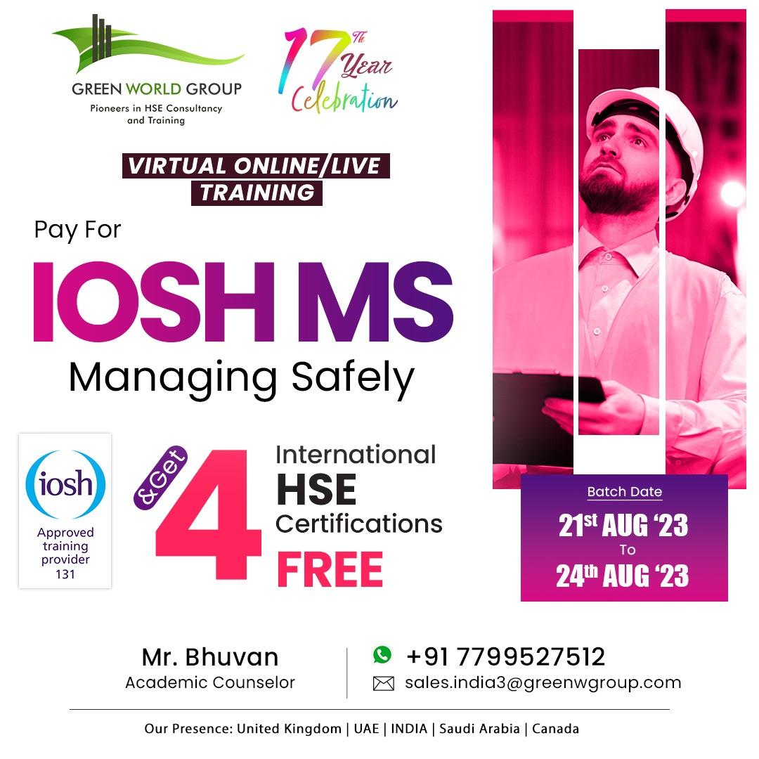 Pursue your HSE career goals with IOSH MS  course in Vizag