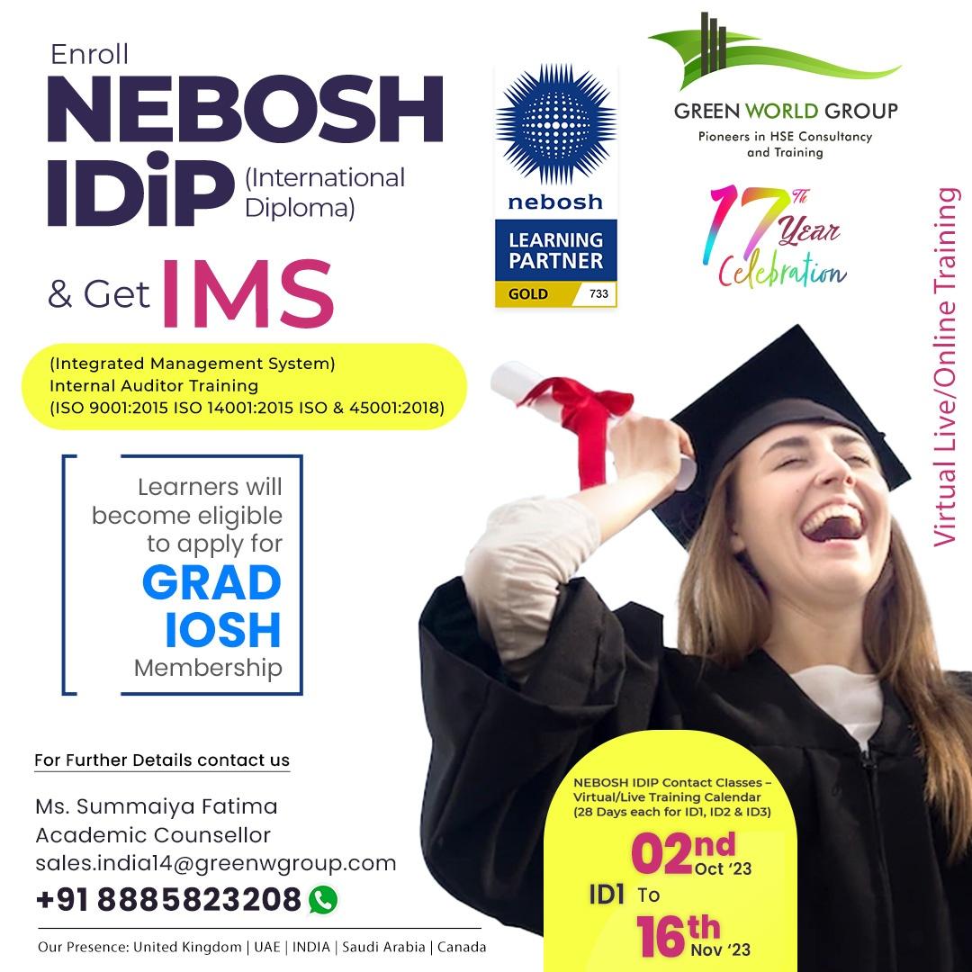 Upgrade your career with NEBOSH IDIP  in Hyderabad!