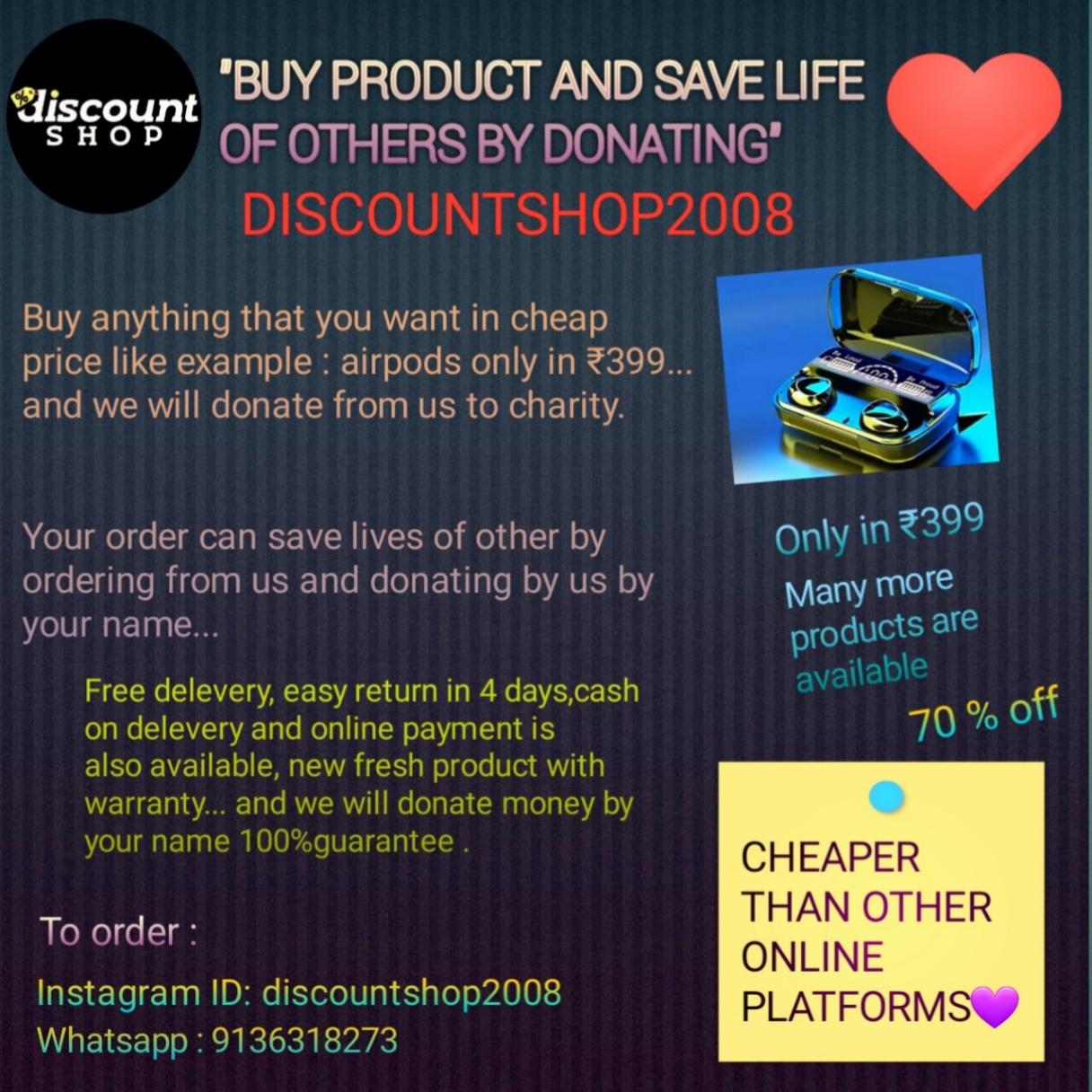 Buy product and save life of others by donating..