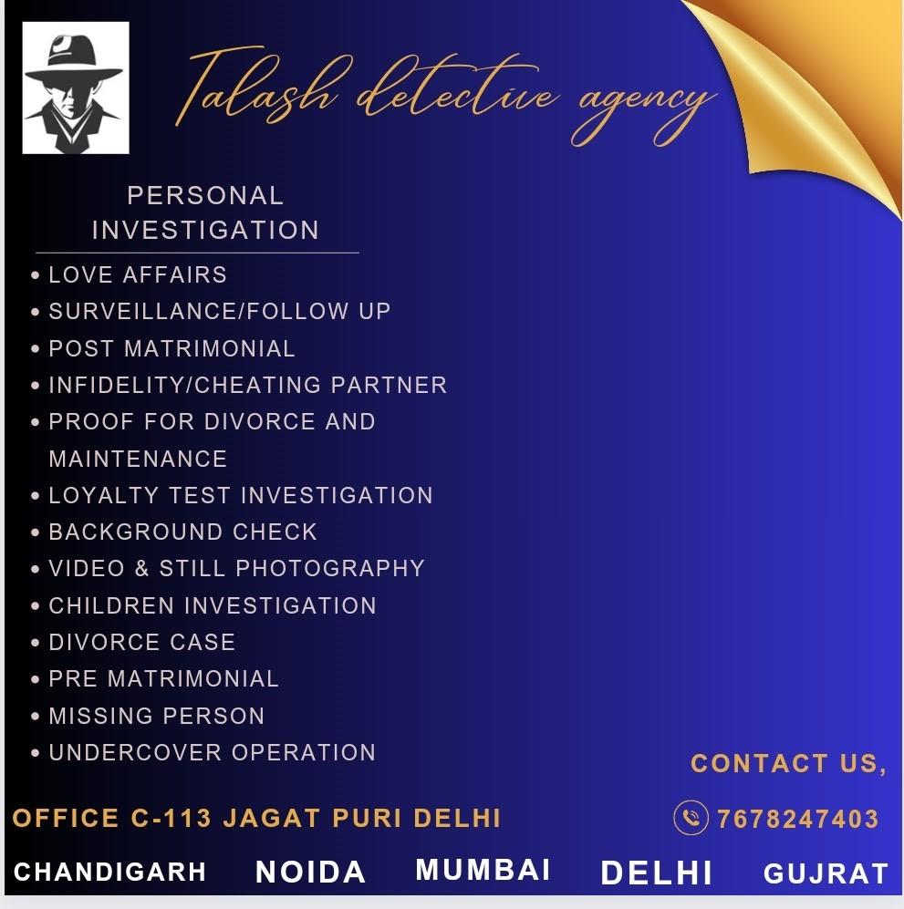 Missing Persons / Skip Trace Investigation  Pre & Post Matrimonial Investigation  Lifestyle Mapping  Process Service  Property Investigation  Cheating Spouse / Extra-marital Affairs  Due Diligence  Asset Verification  Divorce and Child Custody  Litigation Support  Fraud and Corruption Enquiries