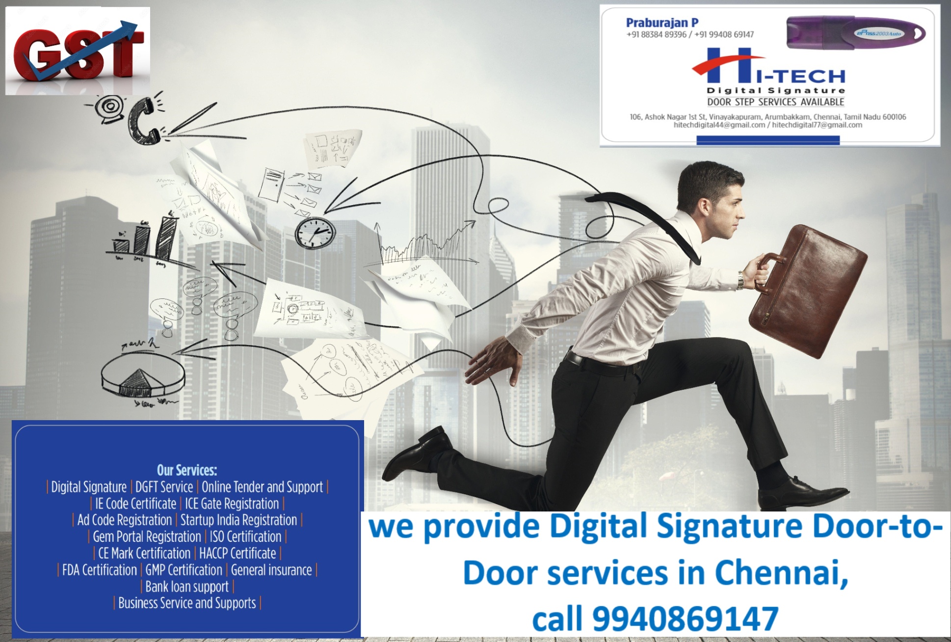 To Issue Digital Signature Certificate for GST, MCA, Roc, IT, CERSAI, EPFO, DSC