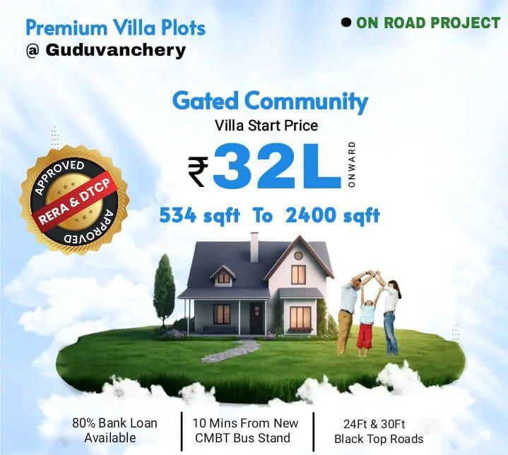 GUDUVANCHERY ONROAD  - DTCP RERA APPROVED Villa Plots    