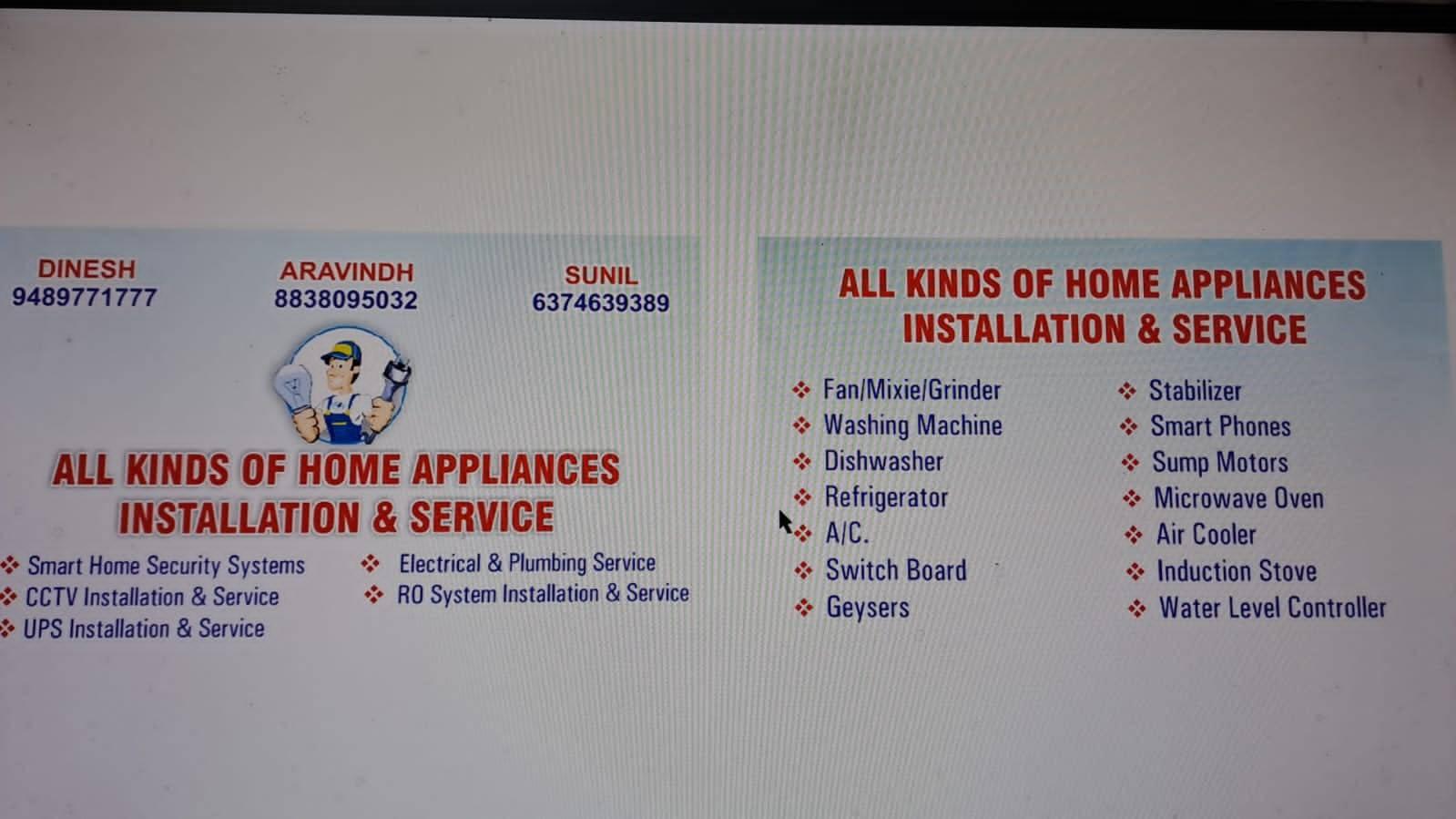 Electrical and plumbing work 