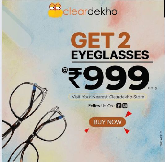 GET 2 EYEGLASSES ₹999 All Sunglasses @ClearDekho, Bhopal