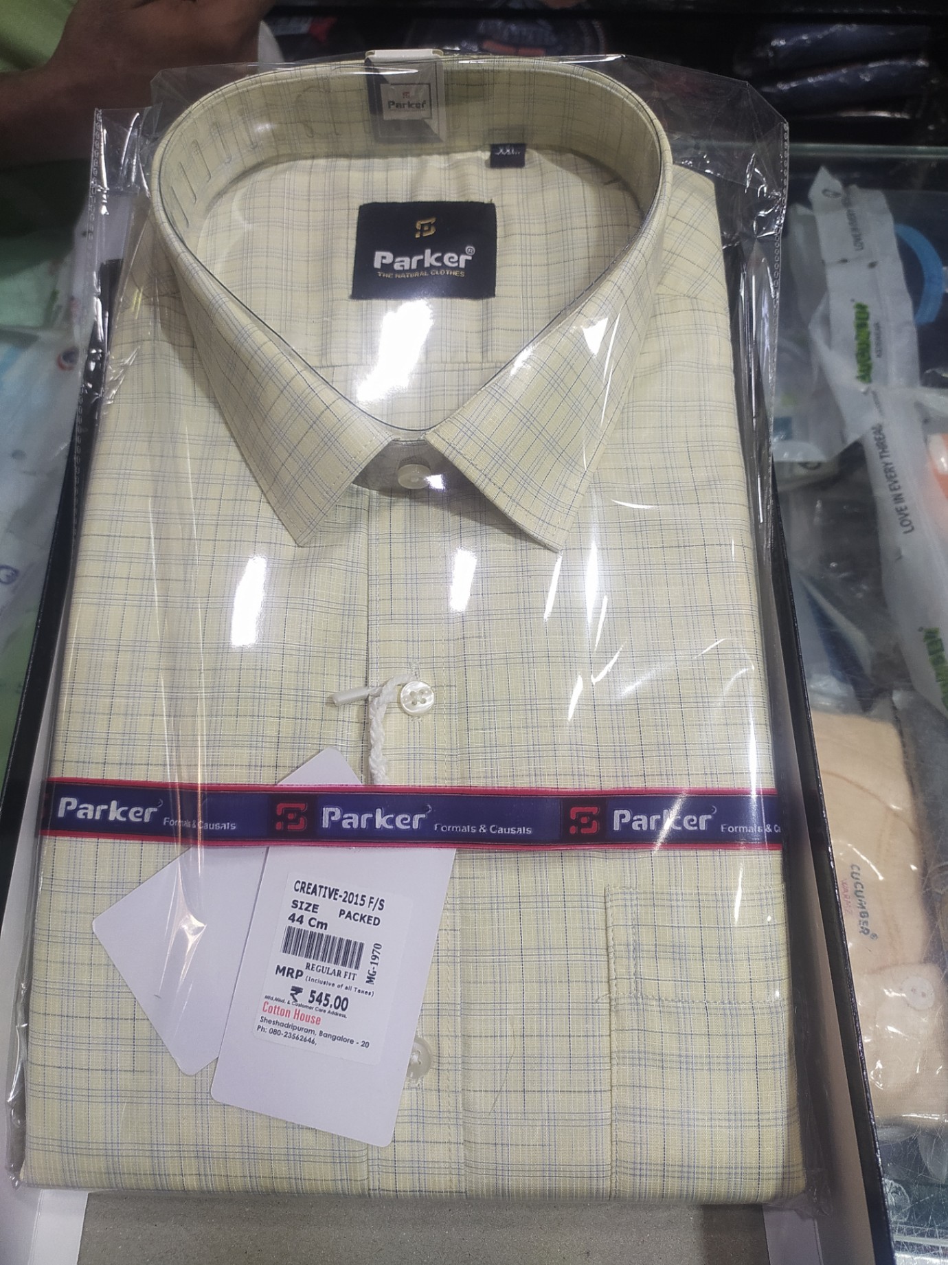 10% off Parker Men Shirt Yello Cotton @Arhum col , Bhopal