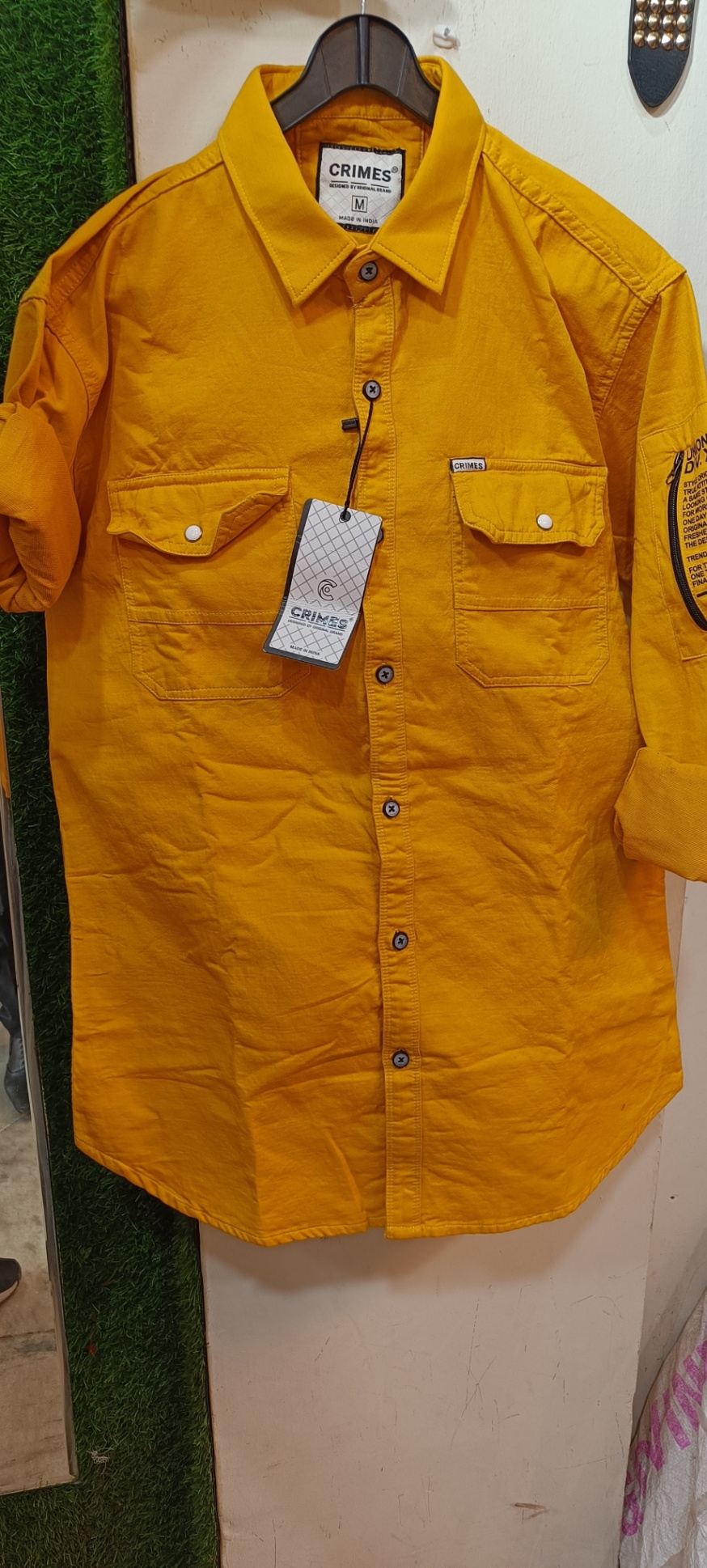45% off Crimes Men Shirt Yellow  Synthetic @The Fashion Hub, Bhopal