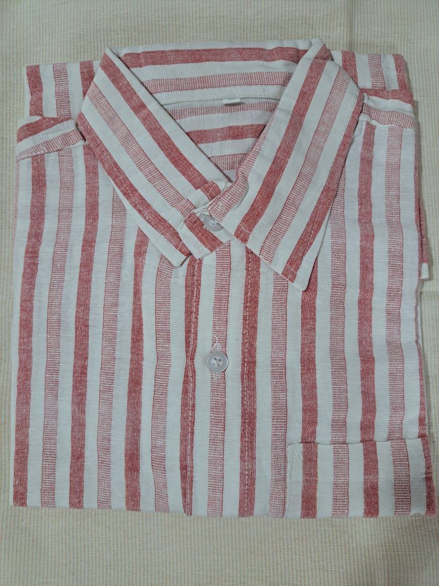 33% off Khadi Men Shirt White, Red  Cotton @Inaya Khadi, Bhopal