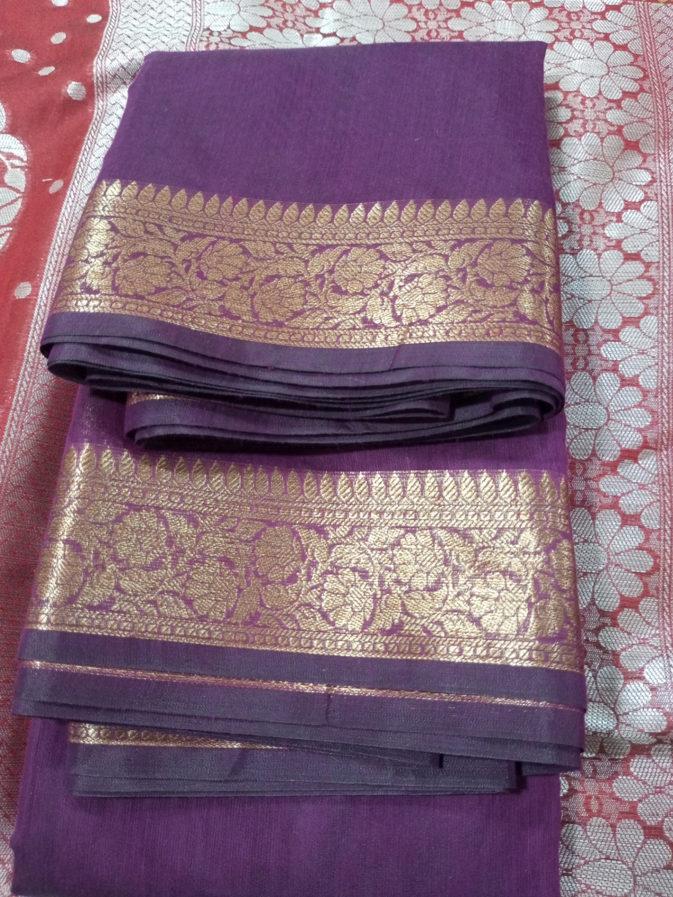 33% off Banarasi Women Sarees Purple Silk @H.M.Y. Silk Sareees, Bhopal