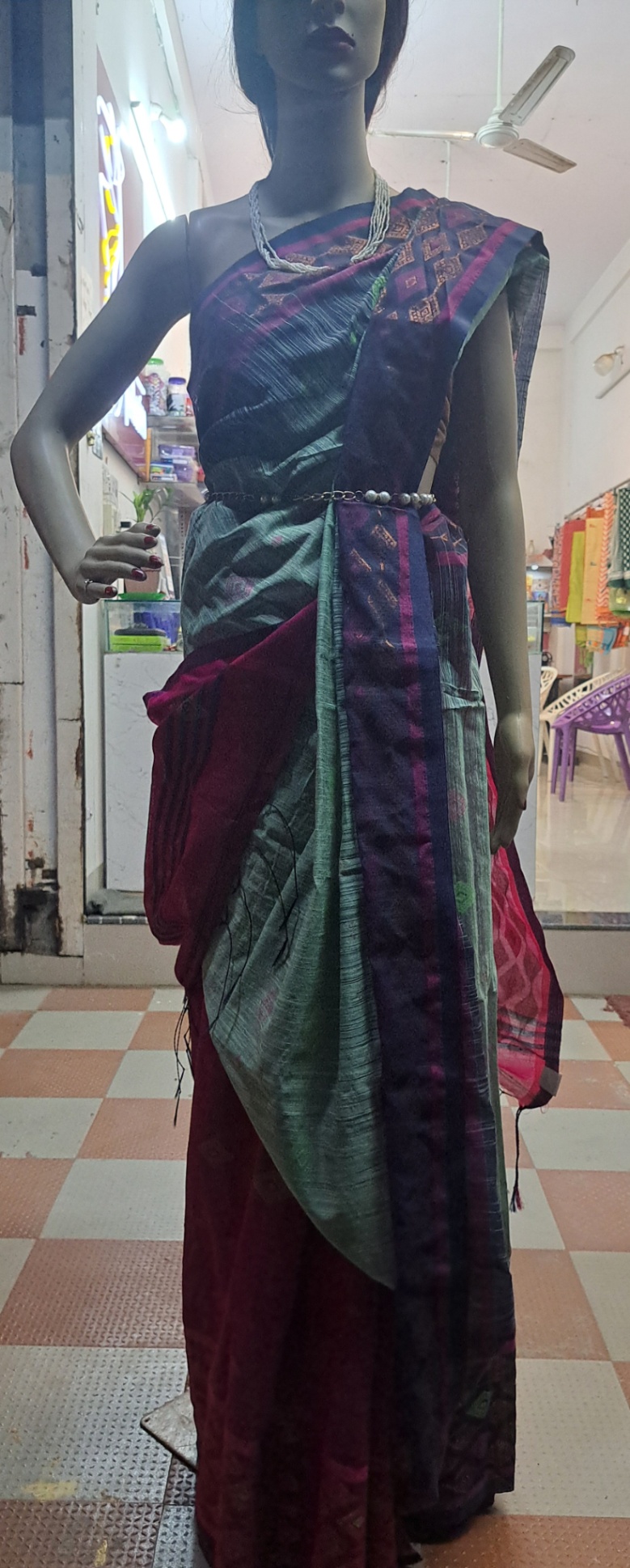10% off  Women Sarees Pista Green Cotton @Shree Collection, Bhopal