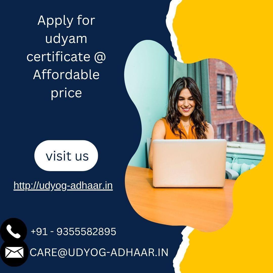 Apply for udyam certificate @ Affordable price
