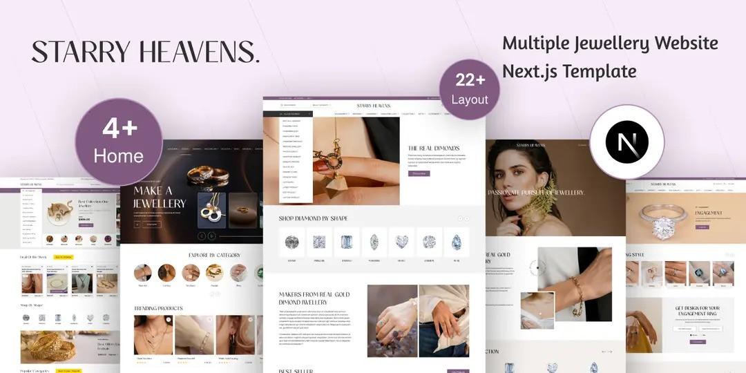 Starry Heavens: Jewelry Ecommerce Next.js Website Template