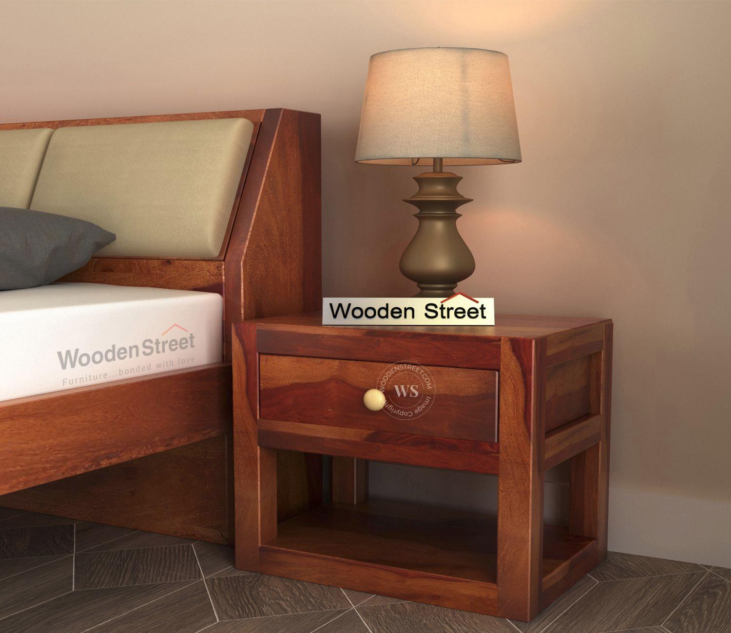 Buy Walken Bedside Table (Honey Finish) | WoodenStreet