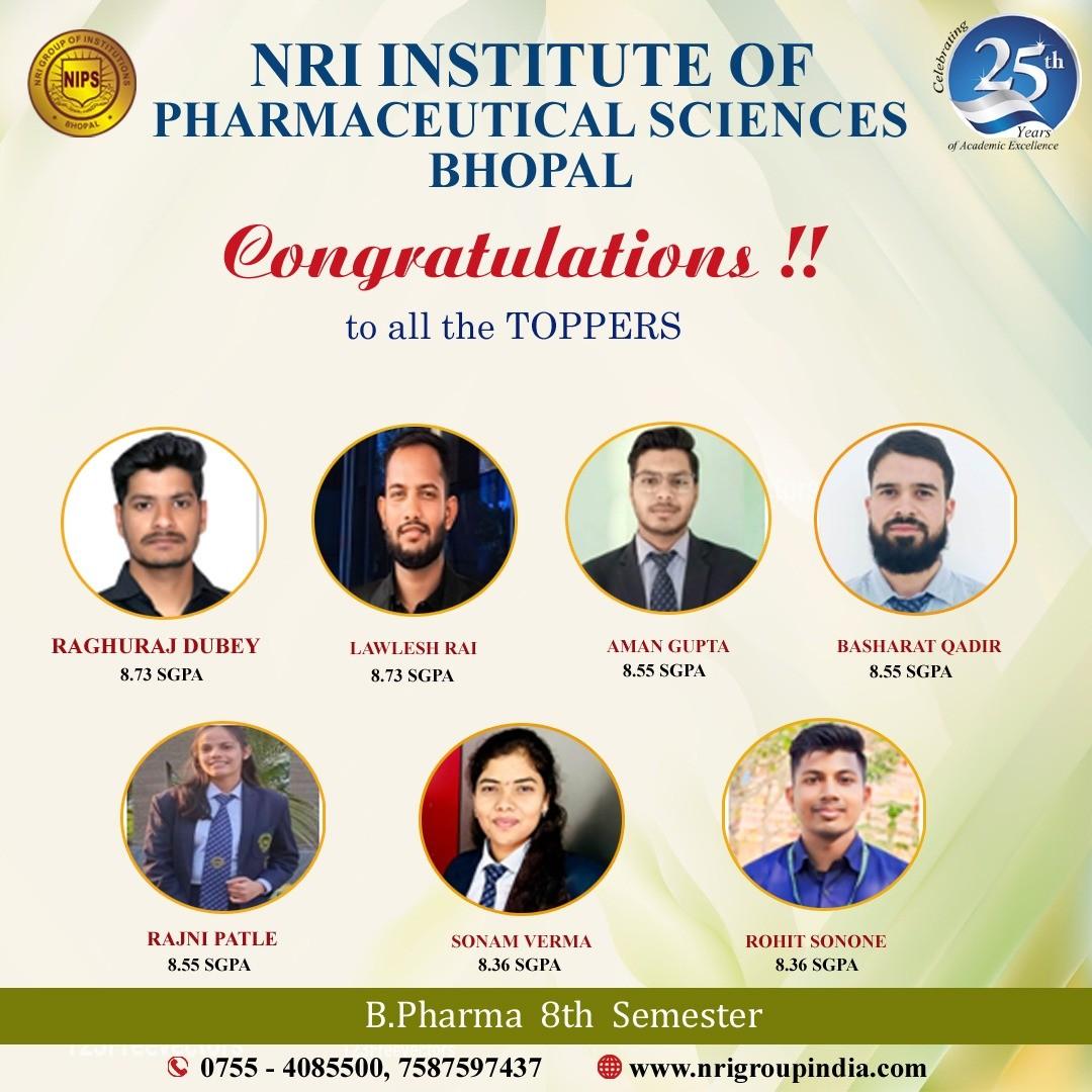 Best wishes to the phenomenal B.Pharma 8th Semester toppers.