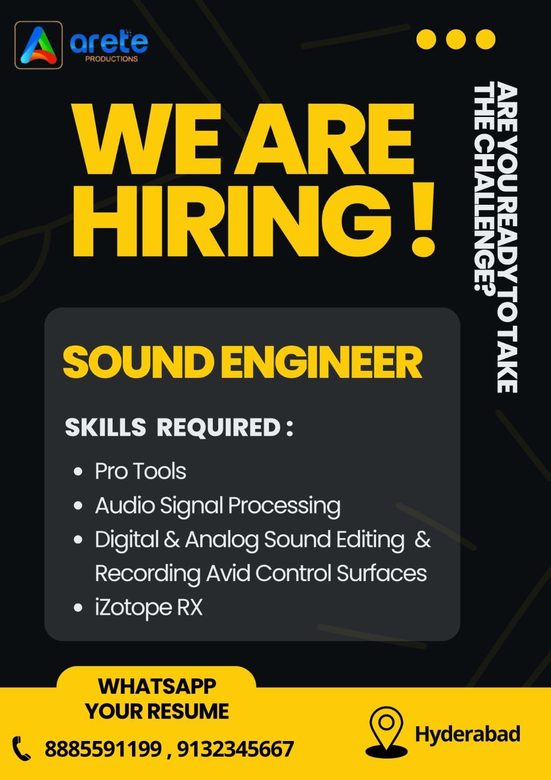 Sound Engineer in Hyderabad 