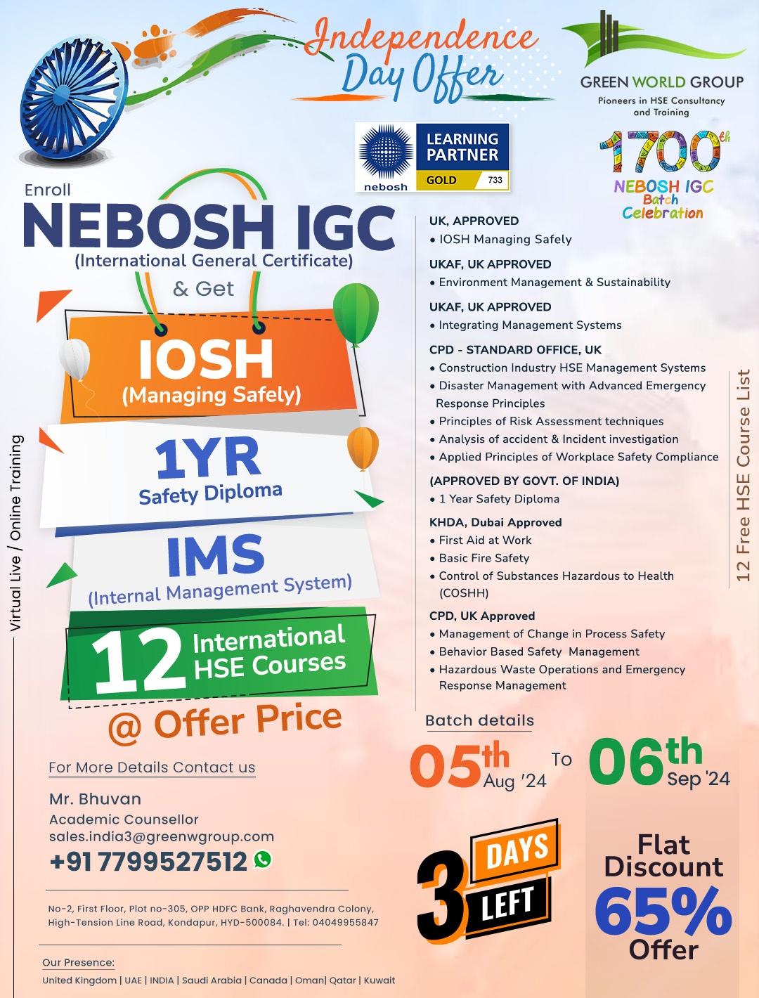 Enroll in NEBOSH HSW in Chennai 