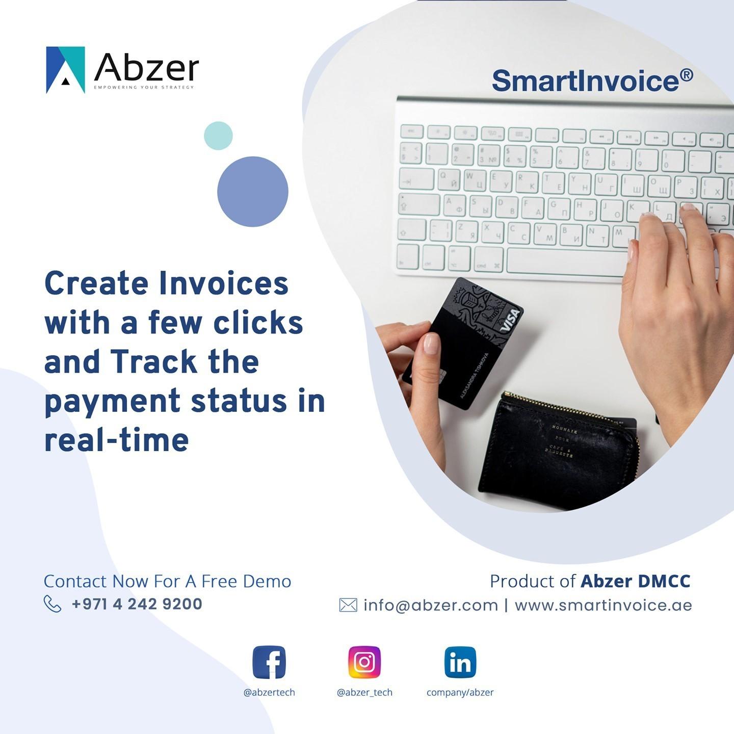Create invoices in a single click and track the payment status in real- time .