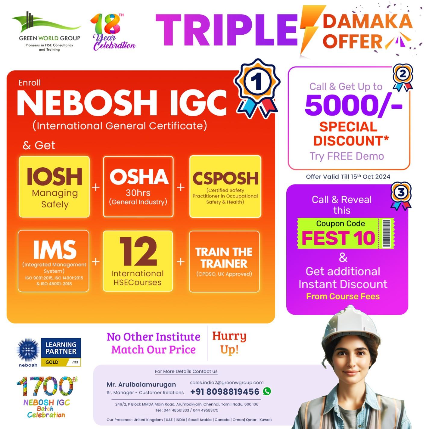 Triple Damaka Offer on NEBOSH IGC!