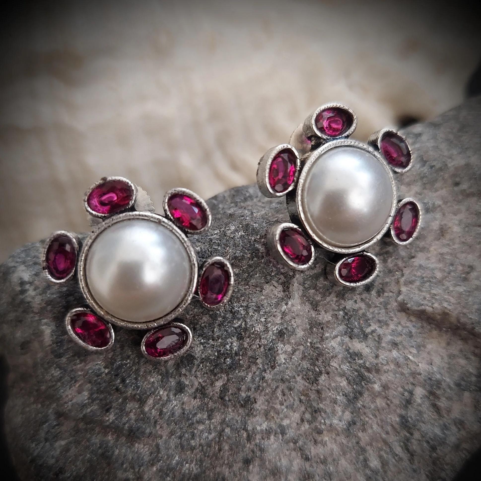 Elegant Pearl Studded Earrings at Aashirs