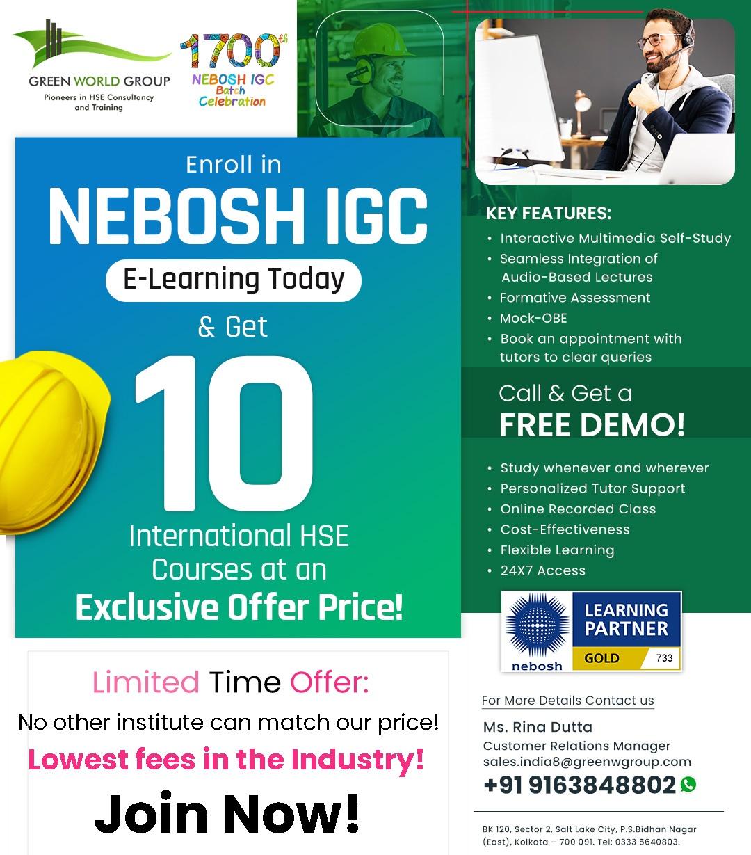 NEBOSH IGC E-learning Training in Kolkata!