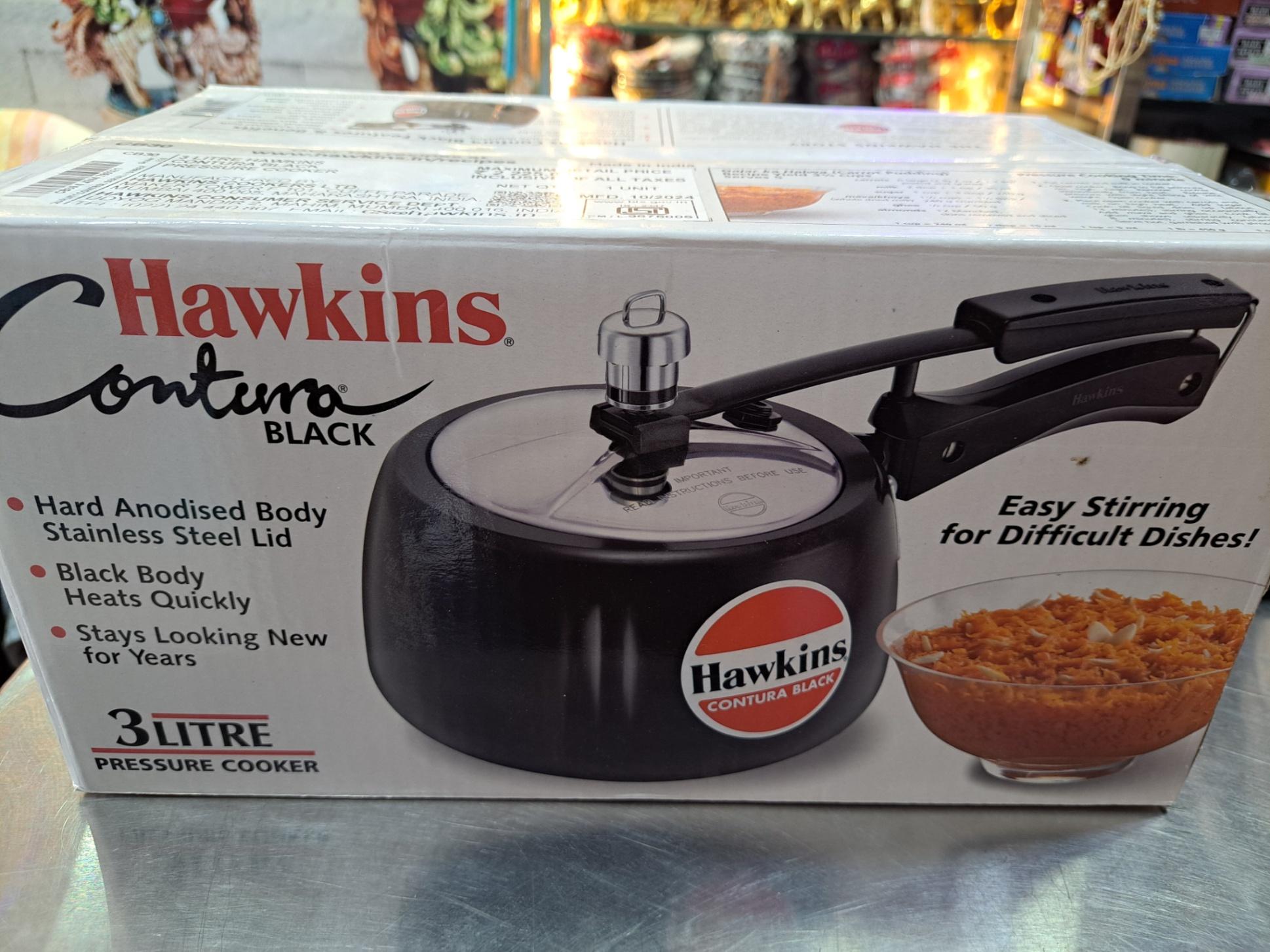 15% off Hawkins 3 Ltr Contura Black Pressure Cooker 