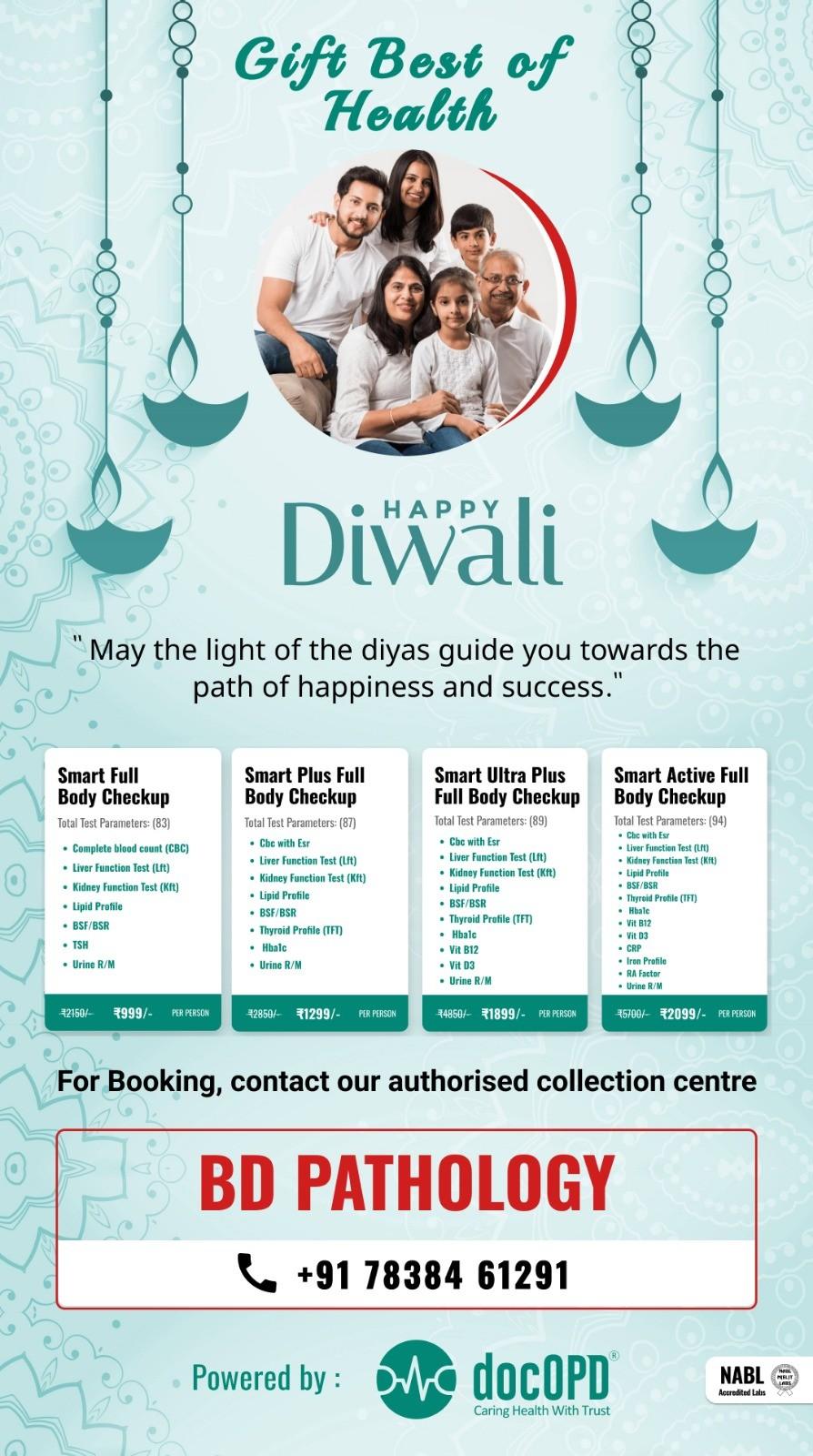 Any kind of pathological test with heavy discount and free home collection 