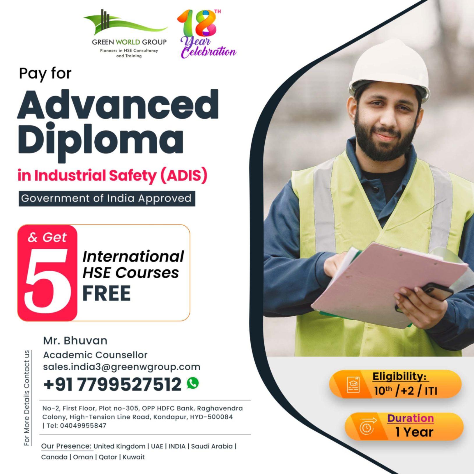 Enroll in the Advanced Diploma in Industrial Safety (ADIS) 