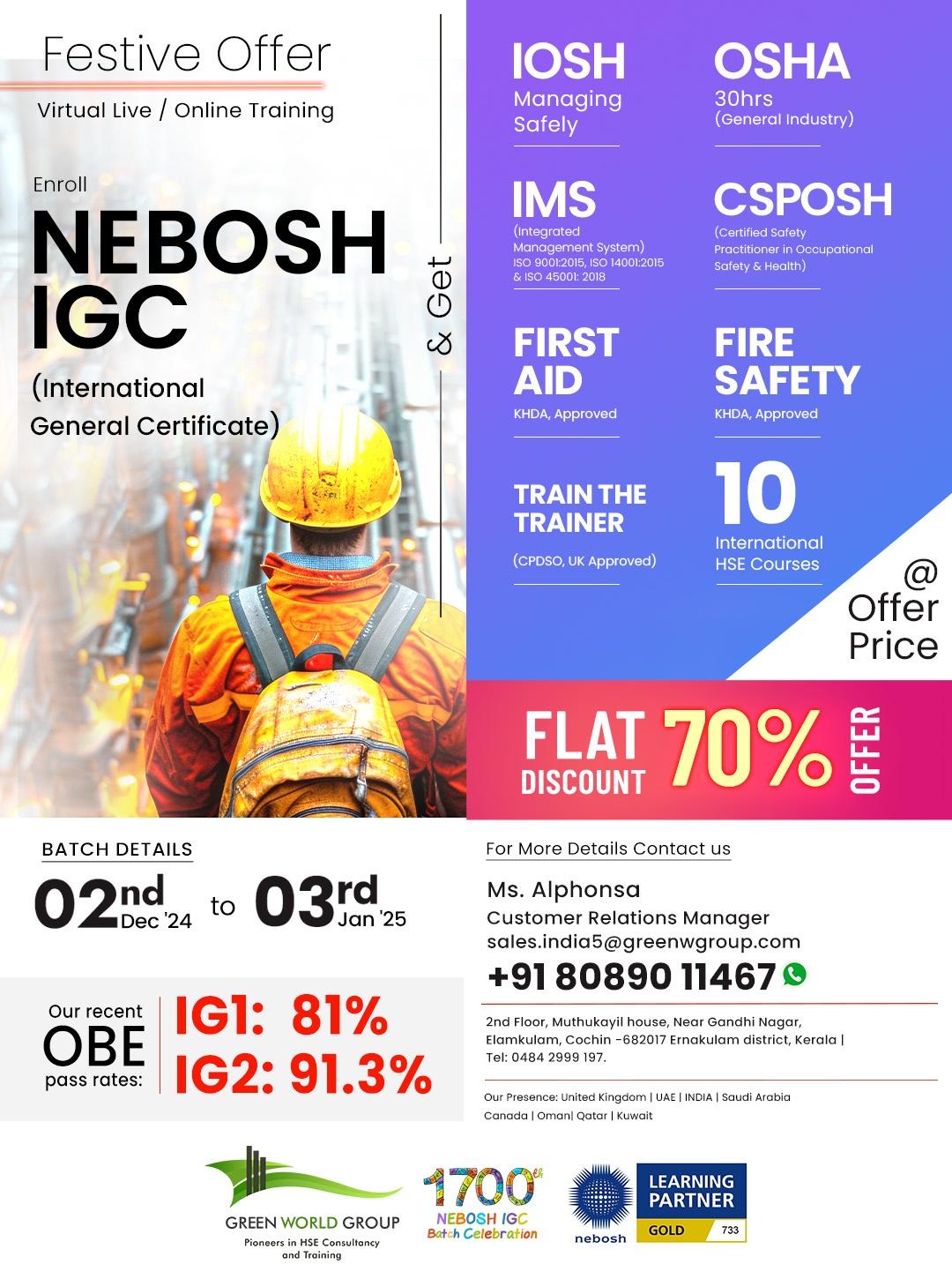 NEBOSH IGC Festive Offer !!Enroll Today!