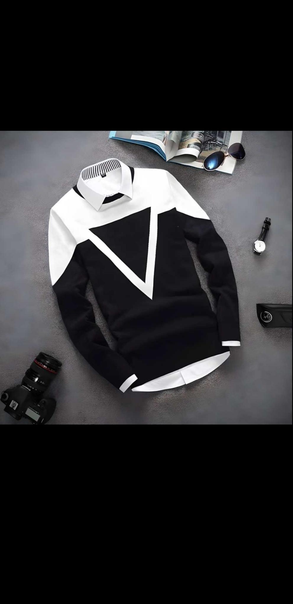 Cotton Color Block Full Sleeves Mens T-Shirt