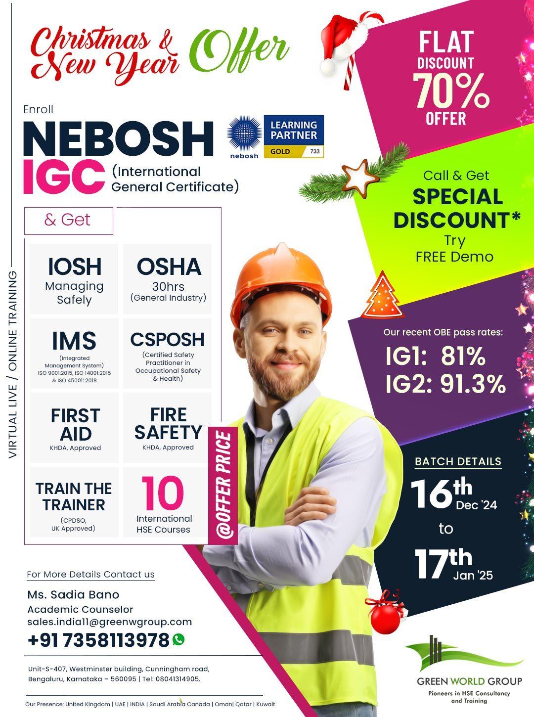 Christmas Special Offer on  NEBOSH IGC !