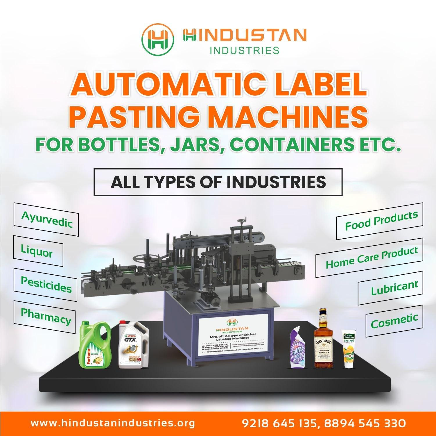 Automatic Labeling Machine for Bottles, Jars, Containers, Vial & More