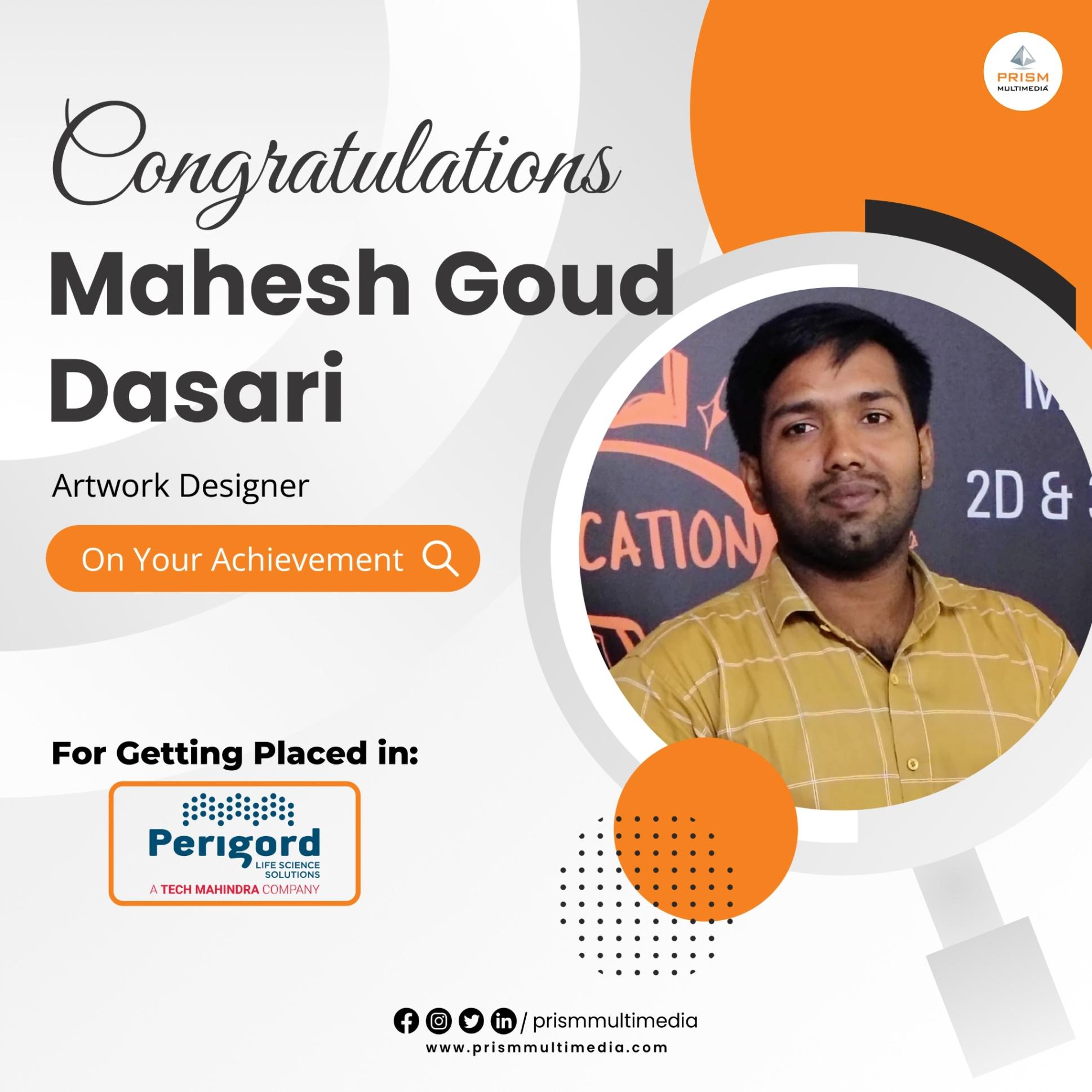 MaheshGoudDasariJoinsPerigord,ATech Mahindra Company, through Prism Multimedia!"