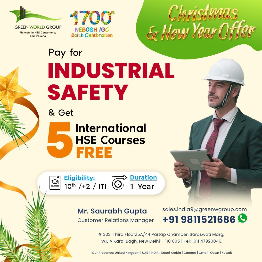 Pay for the Industrial Safety Course and get 5 International HSE Courses FREE