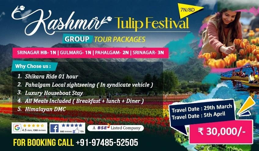 Explore the Beauty of Kashmir Tulip Festival Group Tour Packages from Kolkata