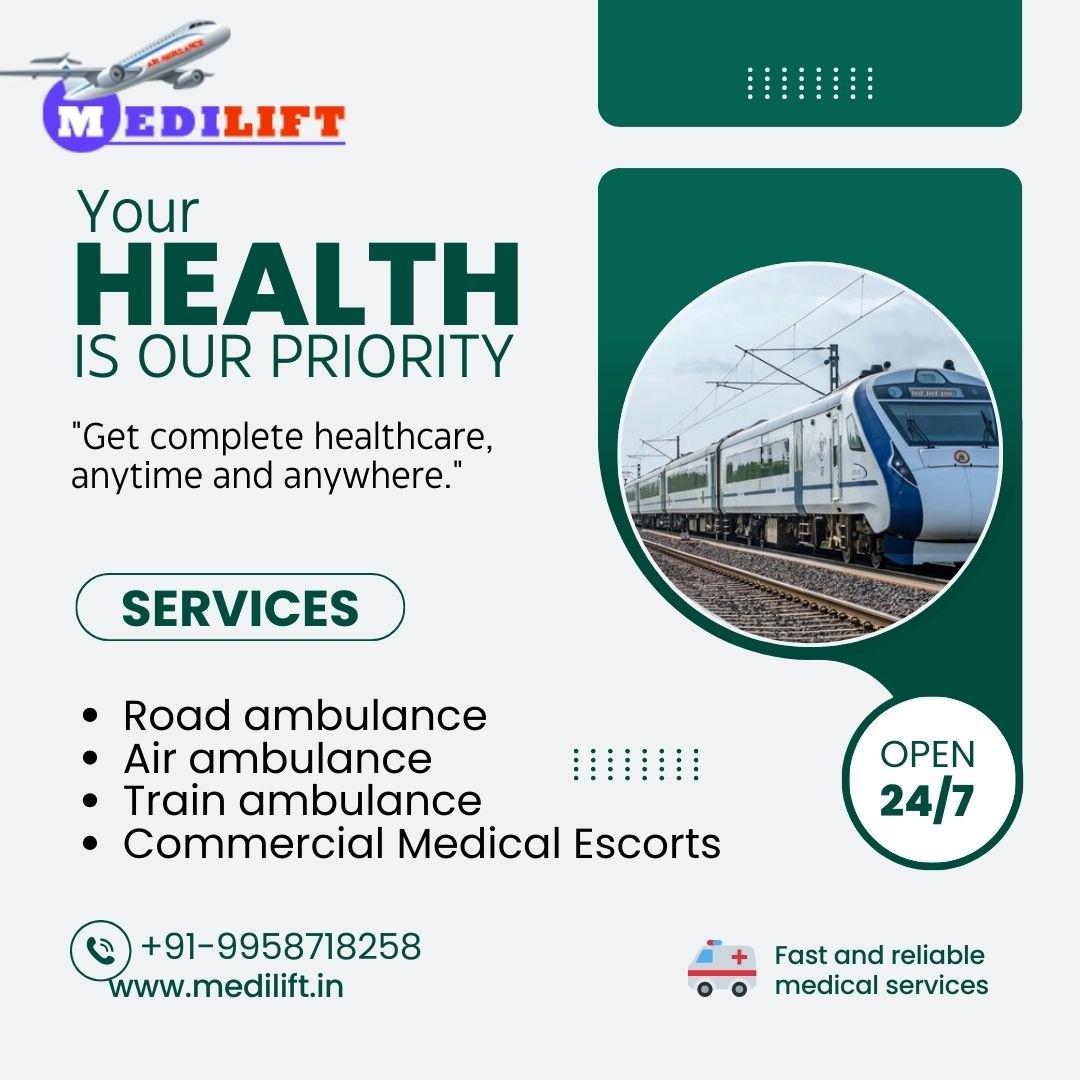 Medilift Train Ambulance in Guwahati Move Patients
