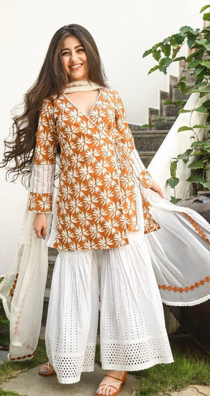 Anrakha pattern kurti pant with dupatta