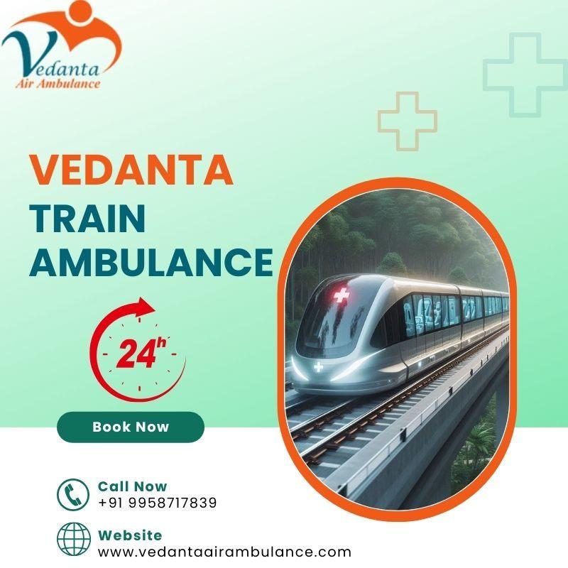 Train Ambulance Service in Patna with ICU Setup is provided by Vedanta