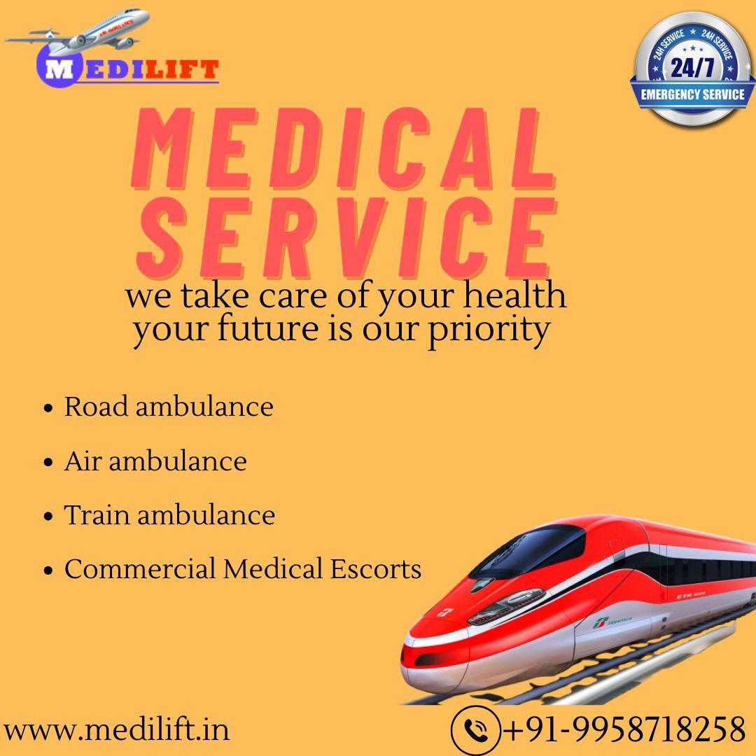 The fastest emergency medical transport in Guwahati is Medilift Train Ambulance
