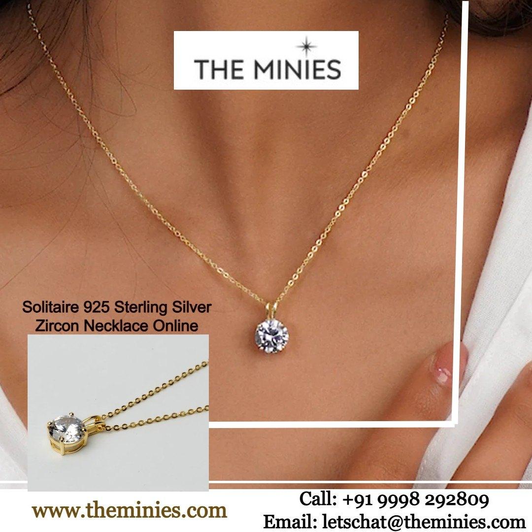 Buy Solitaire 925 Sterling Silver Zircon Necklace Online At Best Price
