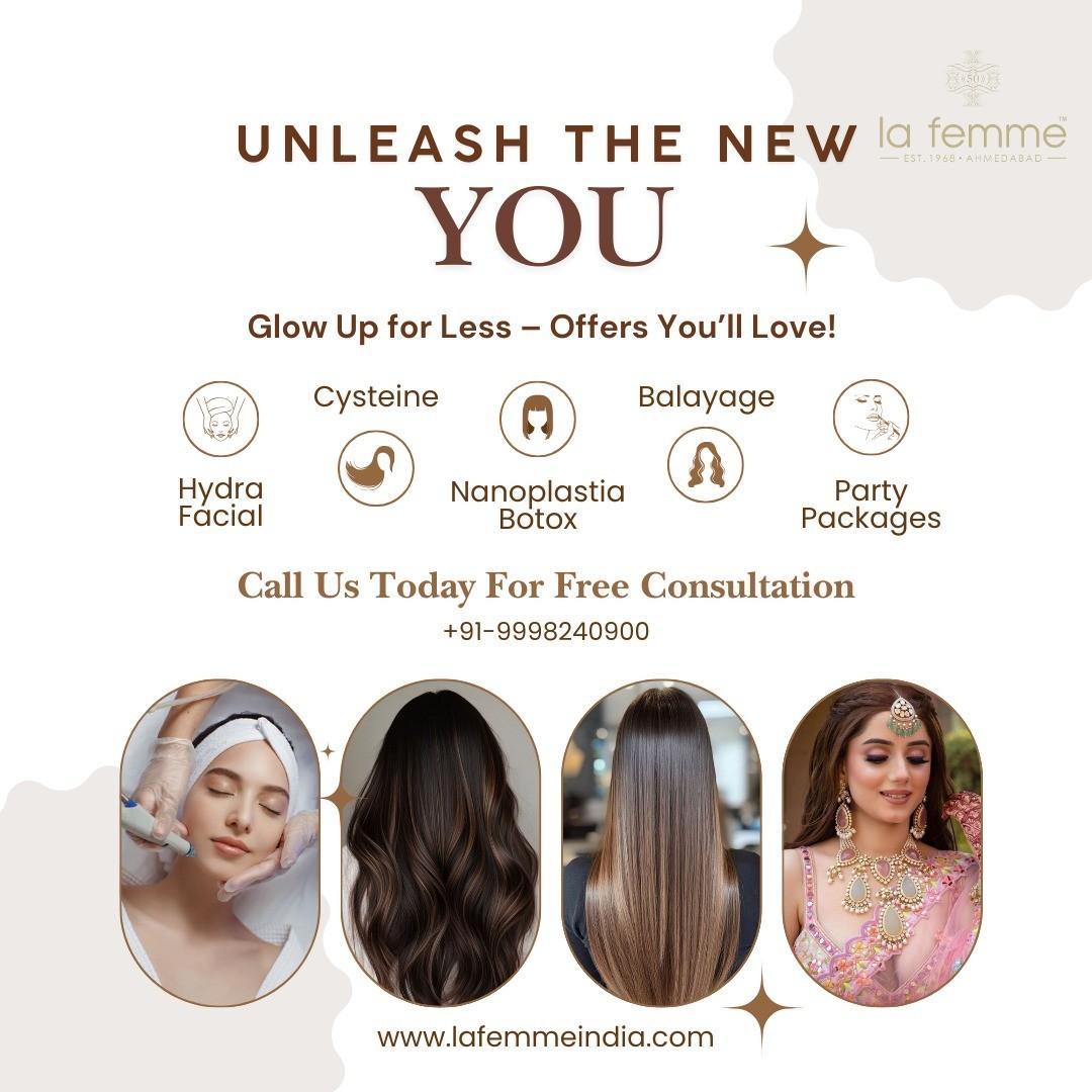  Offer for Hydra Facial, Cysteine, Nanoplastia Botox, Balayage, Party Package