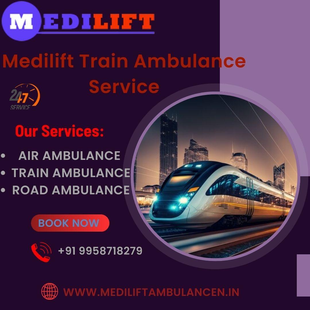 The Medilift Train Ambulance is Equipped with a Stretcher in Raipur 