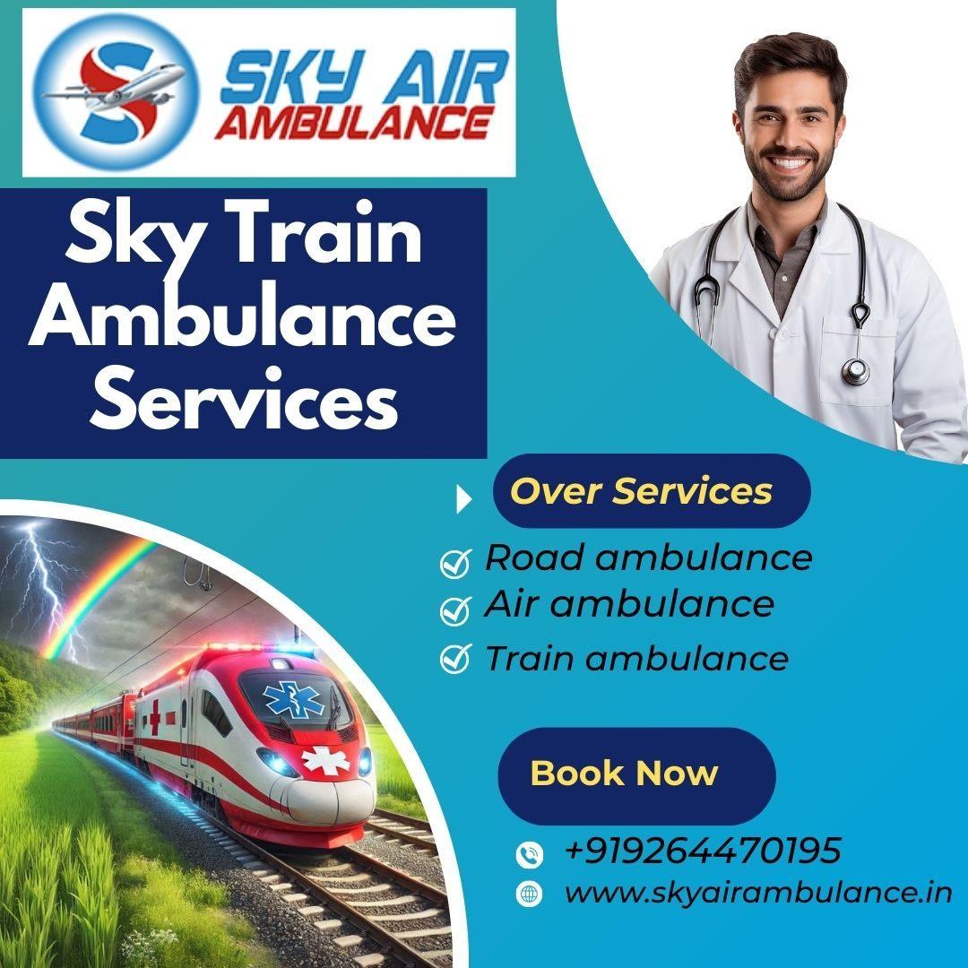 Use Sky Train Ambulance Service in Gorakhpur with medical equipment