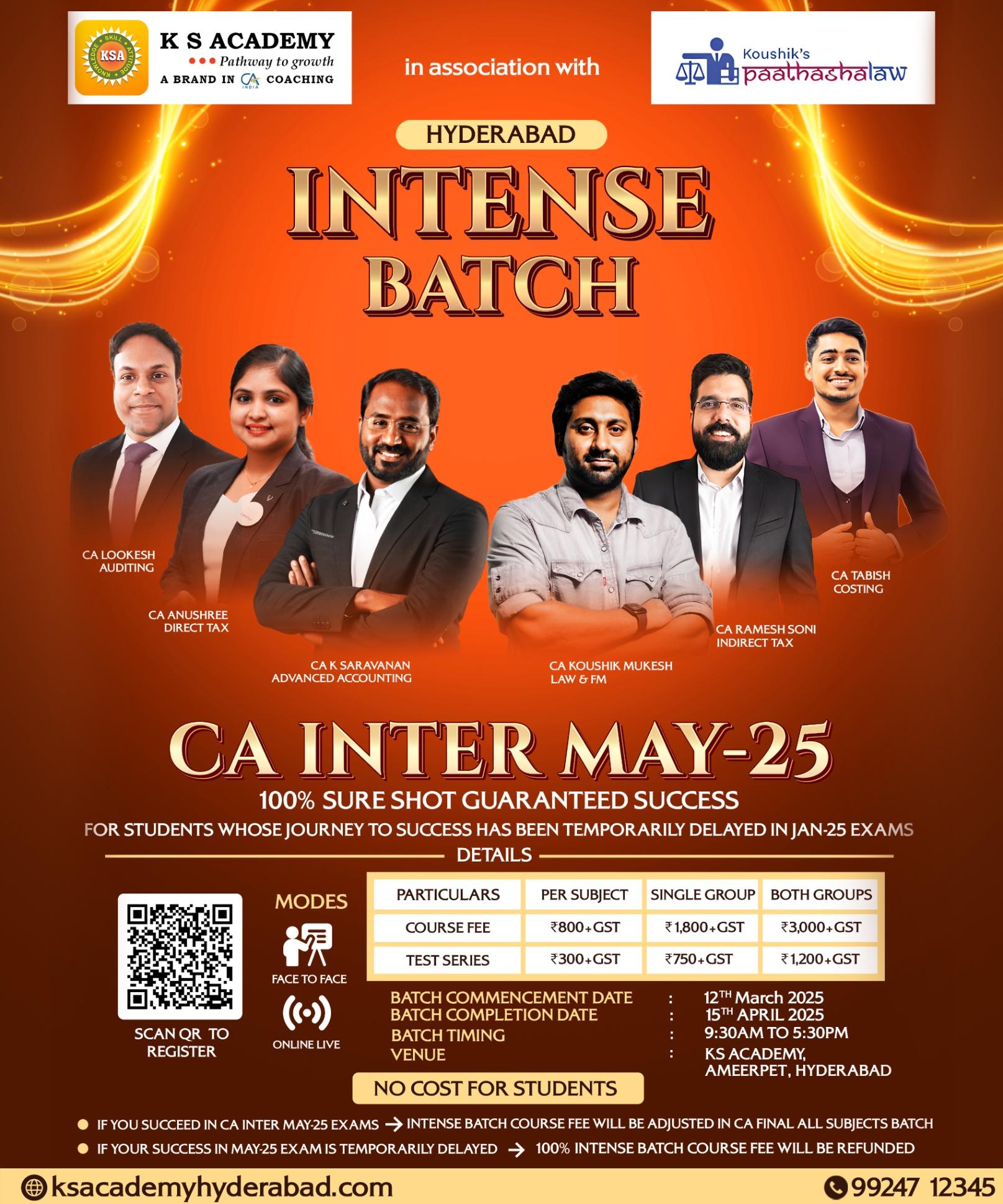 CA Intermediate Classes in Hyderabad, Telangana | KS Academy